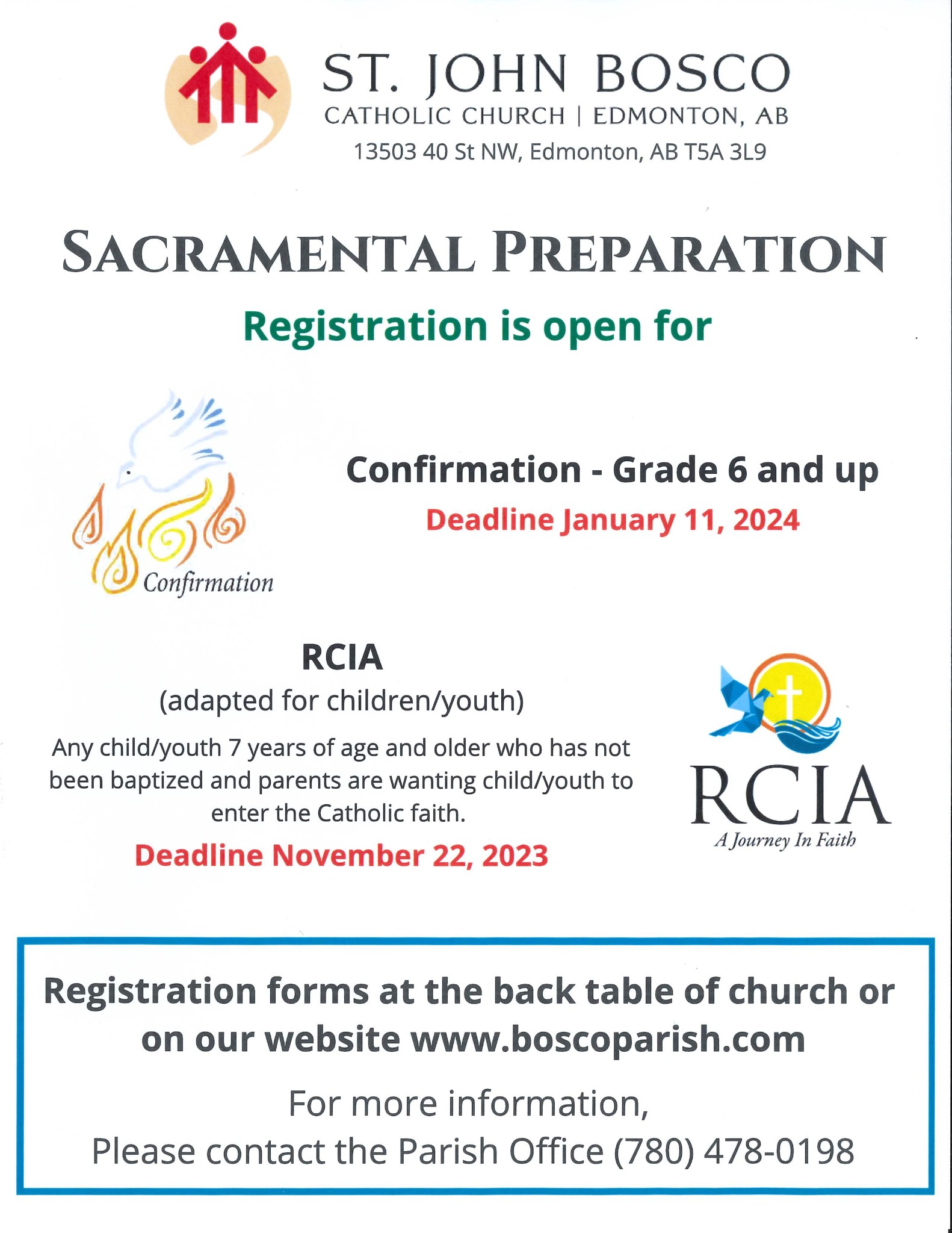Sacrament Registration Poster
